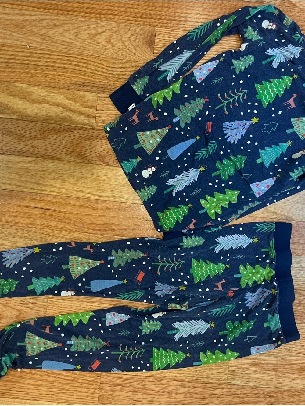 Kids Navy Holiday Tree Pajama Set